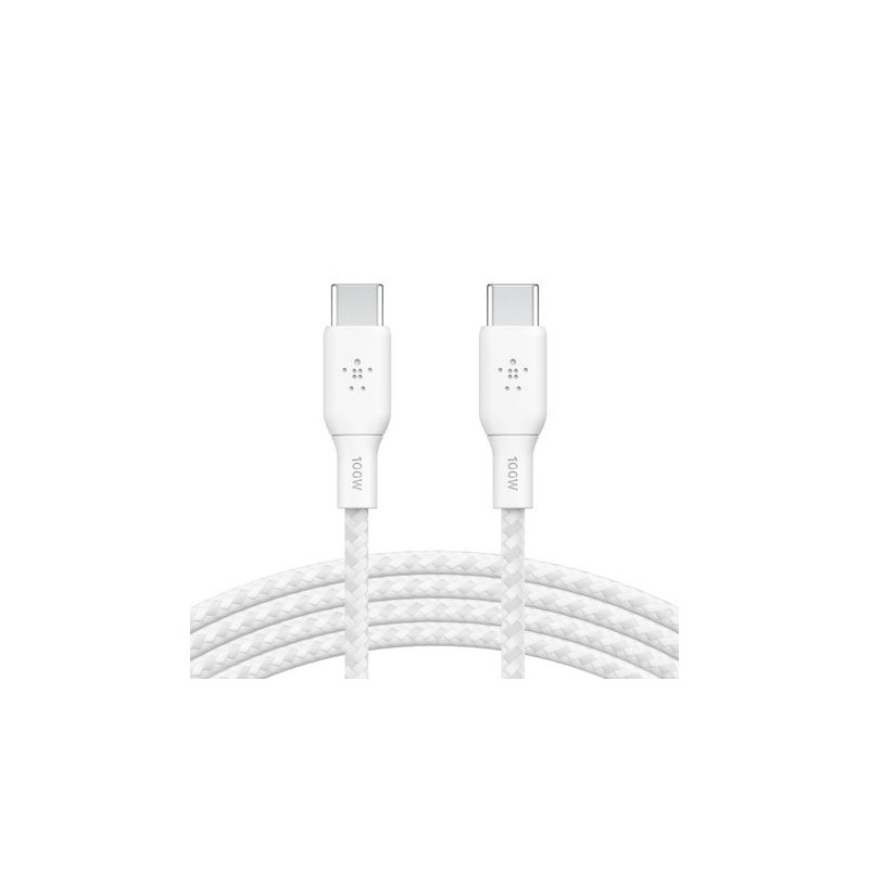 C&acirc;ble Tress&eacute; USB-C vers USB-C 2m (Blanc) Belkin