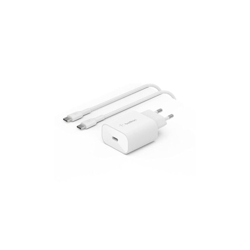 Chargeur Secteur 25W + C&acirc;ble USB-C vers USB-C 1m (Blanc) Belkin