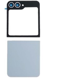 Vitre Arri&egrave;re Inf&eacute;rieure Compl&egrave;te pour Samsung Galaxy Z Flip5 (Bleue, Sans Logo)