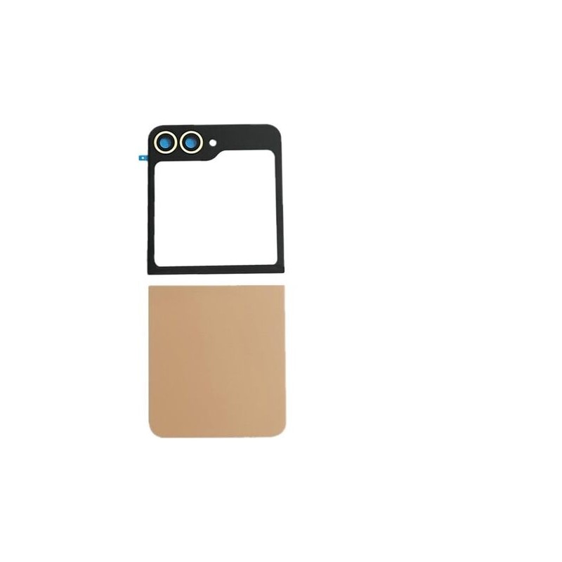 Vitre Arri&egrave;re Inf&eacute;rieure Compl&egrave;te pour Samsung Galaxy Z Flip5 (Cr&egrave;me, Sans Logo)