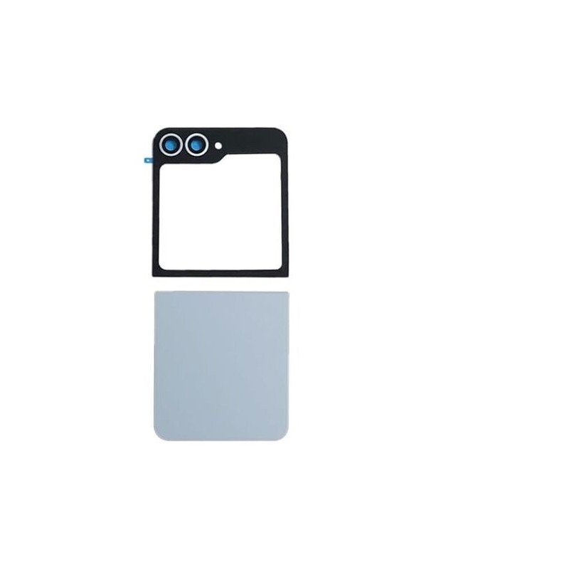 Vitre Arri&egrave;re Inf&eacute;rieure Compl&egrave;te pour Samsung Galaxy Z Flip6 (Bleue, Sans Logo)