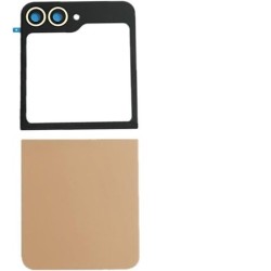 Vitre Arri&egrave;re Inf&eacute;rieure Compl&egrave;te pour Samsung Galaxy Z Flip5 (Cr&egrave;me, Sans Logo)