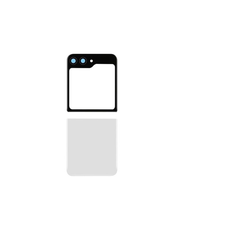 Vitre Arri&egrave;re Inf&eacute;rieure Compl&egrave;te pour Samsung Galaxy Z Flip5 (Blanche, Sans Logo)