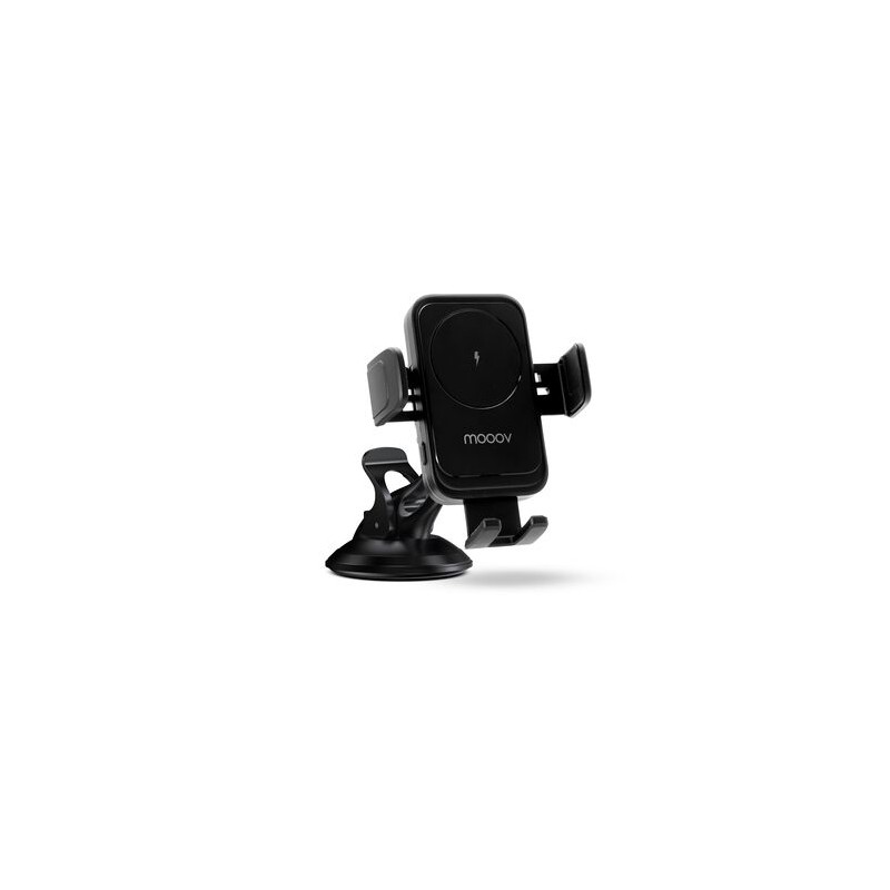 Chargeur voiture induction 15W avec support auto-ajustable 3-en-1 - Noir