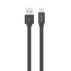 C&acirc;ble USB-C /USB-A plat 1 m - Noir