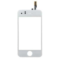 Vitre tactile blanche et bouton Home iPhone 3G avec adh&eacute;sifs 3M