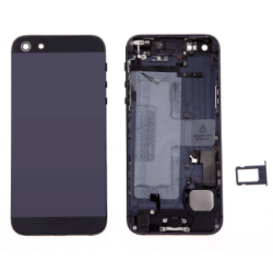 Coque arri&egrave;re assembl&eacute;e compatible iPhone 5 noire, sans logo