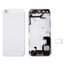 Coque arri&egrave;re assembl&eacute;e compatible iPhone 5 blanche sans logo
