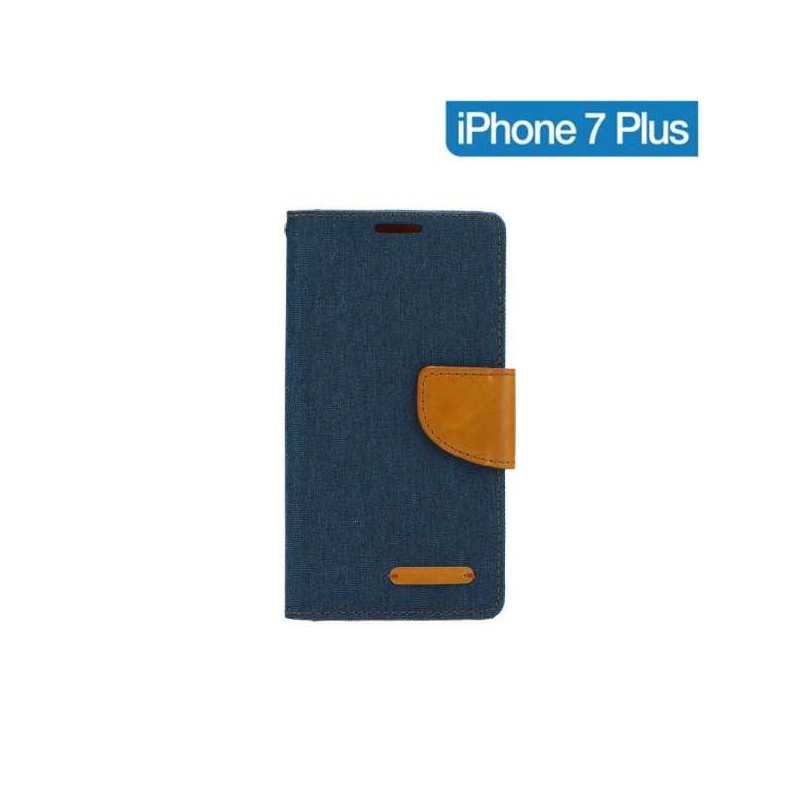 Coque Portefeuille Bleu Canvas iPhone 7 Plus