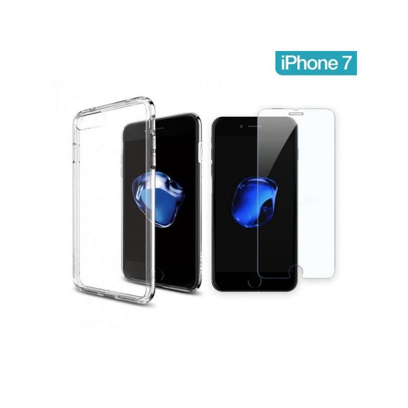 Coque de Protection TPU Transparente + Verre Tremp&eacute; iPhone 7