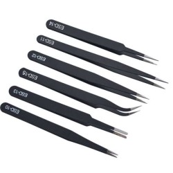 Set de 6 Pinces Inoxydables Anti - Statique de Pr&eacute;cision