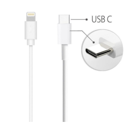 C&acirc;ble USB Lightning blanc vers type-c iPhone iPad iPod Macbook