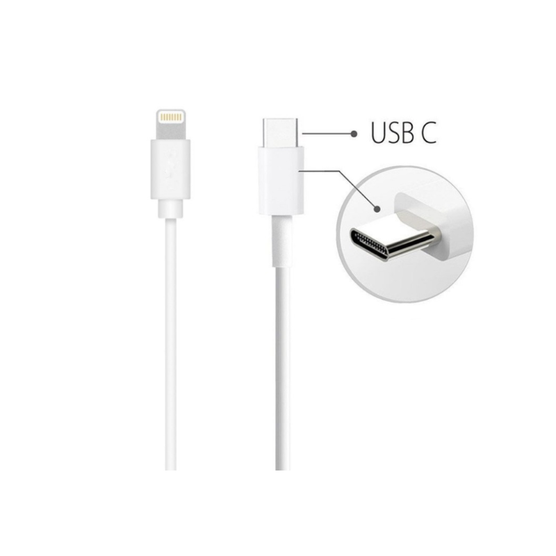 C&acirc;ble USB Lightning blanc vers type-c iPhone iPad iPod Macbook