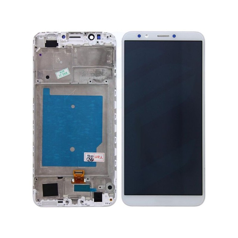 Ecran LCD / Vitre Tactile sur Ch&acirc;ssis Huawei Y9 2018 Blanc