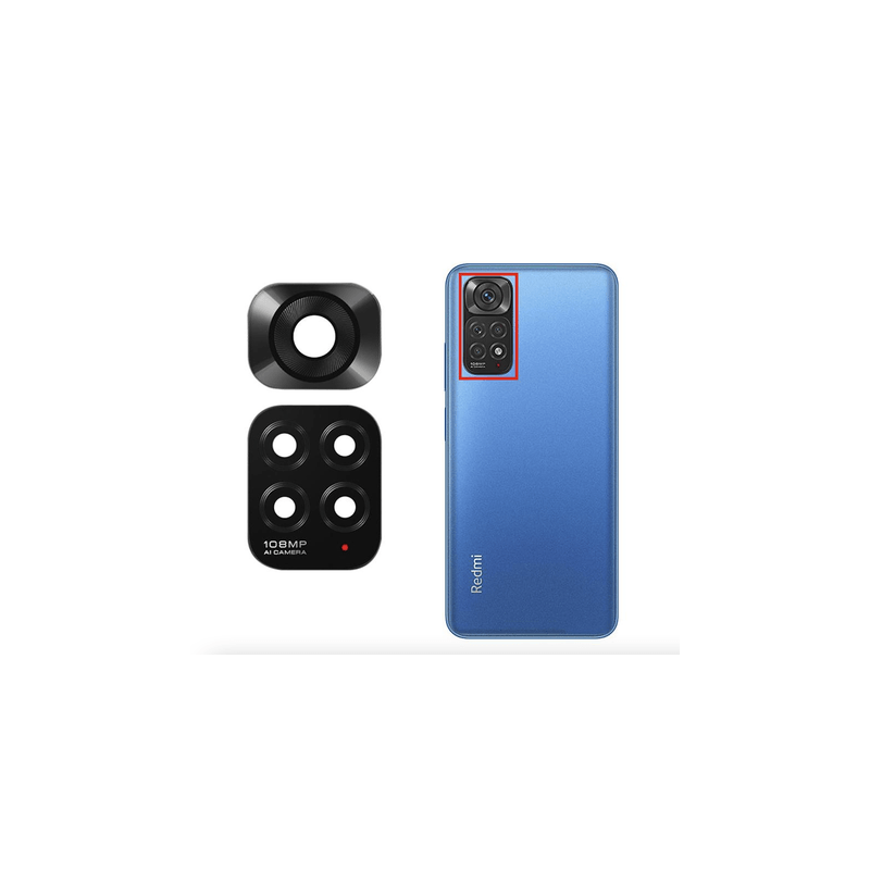 Lentille en verre cam&eacute;ra arri&egrave;re Xiaomi Redmi Note 11 Pro 4G avec adh&eacute;sif