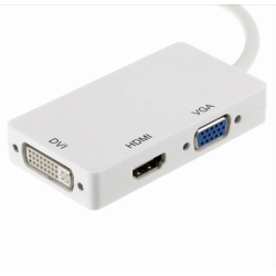 Adaptateur / Hub 3 en 1 Vid&eacute;o Thunderbolt avec Ports VGA / HDMI / DVI