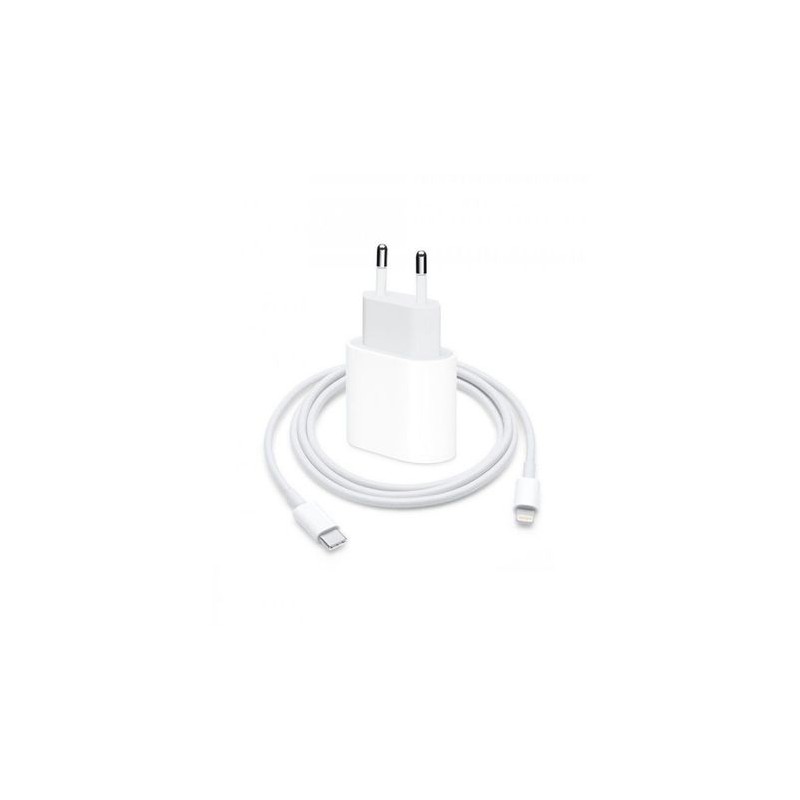 Chargeur C&acirc;ble USB-C Lightning Blanc + Prise Secteur USB-C 20W