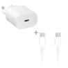 Chargeur Original Samsung EP-TA800EBE Prise Rapide 25W + C&acirc;ble USB-C 3A 1M Blanc