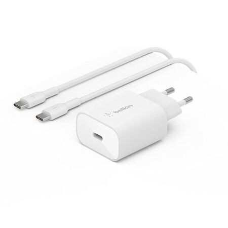 Chargeur Secteur 25W + C&acirc;ble USB-C vers USB-C 1m (Blanc) Belkin